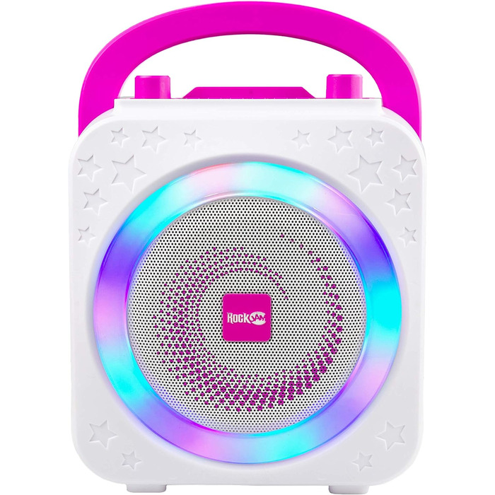 Караоке-машина RockJam Party Karaoke Machine 10 Вт, рожева, з двома мікрофонами