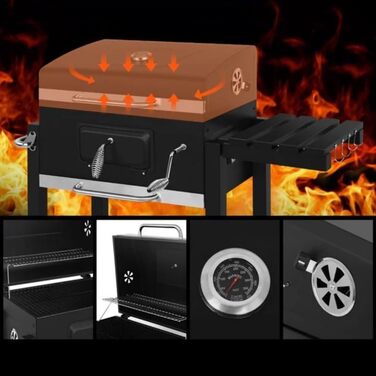 Сімейне вугільне барбекю SilteD, вугільне барбекю для внутрішнього дворика з тумбочками, барбекю для кемпінгу, барбекю, вугільне б