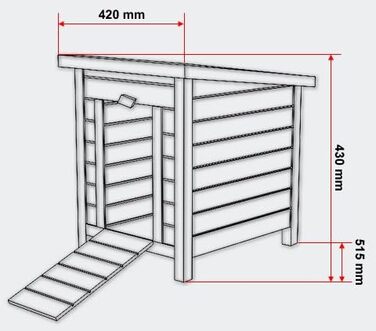 Котяча будка Wiltec 420 x 515 x 430 мм виготовлена з ялини, невелика клітка для тварин-кроликів з відкидним дахом, бітумним ущільнювачем, клітка для саду/балкона