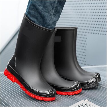 Чоловічі гумові чоботи, чоловічі гумові чоботи та гумові чоботи з флісовою підкладкою, теплі, повсякденні, водонепроникні, взуття для активного відпочинку на природі, робоче взуття, чорні Add Cotto, розмір 40 EU