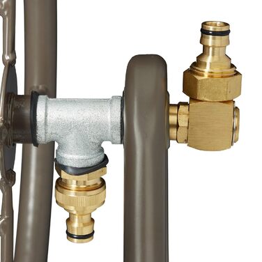 Моток для шланга, сталевий, для 60 м шланга, з 2 швидкозємними зєднаннями, настінний тримач для шланга (ШВТ 36 x 55 x 50 см), коричневий