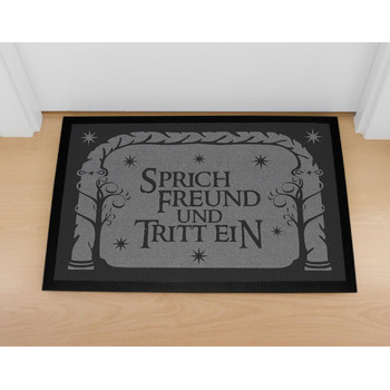 Килимок для дверей MoonWorks з написом &quotSpeak Friend and Step In&quot Пароль Цитата з фільму Фентезі Нековзний та миється Чорний 60x40 см Speak Friend Black