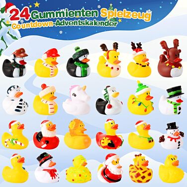 Адвент-календар groboma 2025 Гумові качечки, 24 іграшки для ванни