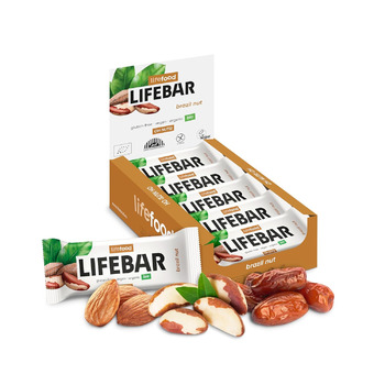 Енергетичні батончики Lifefood, веганські спортивні батончики, енергетичний батончик для піших прогулянок, їзди на велосипеді, фітнесу, органічний, без глютену, без лактози, без доданого цукру - 15 упаковок (15 x 40 г) (бразильський горіх)
