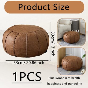 Пуф Louis Donn без м&39якої круглої форми, надзвичайно м&39який чохол для пуфа ручної роботи зі штучним декором, рішення для зберігання, підставка для ніг, пуф-сидіння або балконний офісний інтер&39єр (коричневий)