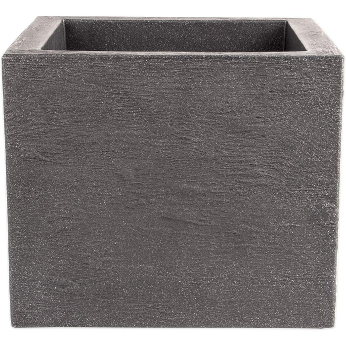 Набір з 2 рослинних горщиків BigDean, 39x39 см - гранітний вигляд антрацитового кольору - для використання на вулиці - XXL рослинний горщик, квітковий горщик, квітковий горщик для патіо та балкону 39 x 39 см (2x)