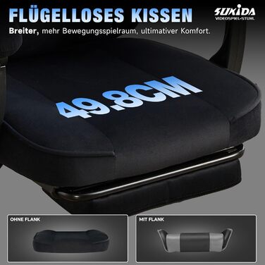 Тканина ігрового крісла SUKIDA, ергономічне ігрове крісло з підставкою для ніг, регульоване гоночне комп&39ютерне крісло з поперековою опорою, чорне ергономічне комп&39ютерне крісло