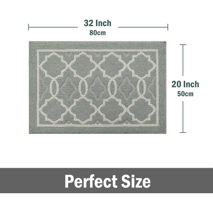 Килимок для прихожих у приміщенні, міцний низькопрофільний килимок, для використання спереду та ззаду, нековзний килимок для входу, можна прати, зелений (50x80 см) 50 x 80 см (прямокутний) зелений