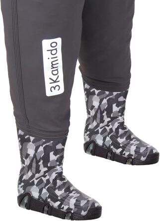 Дитячі вейдерси, дитячі нагрудні вейдерси, моделі, Craft, СІРИЙ камуфляж, регульований пояс Spider, міцні підтяжки, пряжка Nexus, рибальські вейдерси для дітей 21-36 EU 23-24 камуфляжний сірий