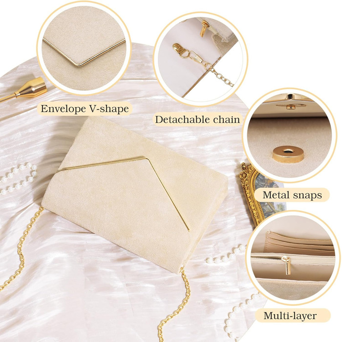 Оксамитовий клатч Larcenciel, елегантна замшева сумочка з ланцюжком, модна вечірня сумка-конверт для весілля, вечірки, банкету, абрикосовий оксамит