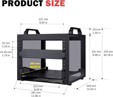 Серверна стійка GeeekPi 4U, 10-дюймова мережева стійка для серверів, мережевого та аудіо/відео обладнання, кріплення для стійки DeskPi RackMate T0 Plus, глибина 260 мм, чорний колір, 4U x 10,23&quot x Ш