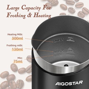 В 1 піноутворювач для молока електричний 500 Вт, автоматичний піноутворювач для молока 300 мл для гарячої та холодної молочної пін