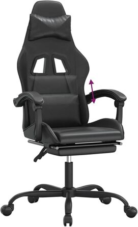 Геймерське крісло з функцією відкидання спинки, чорна штучна шкіра, 57,5 x 59,5 x 121-131 см, для покращеного ігрового досвіду, модель 3143862
