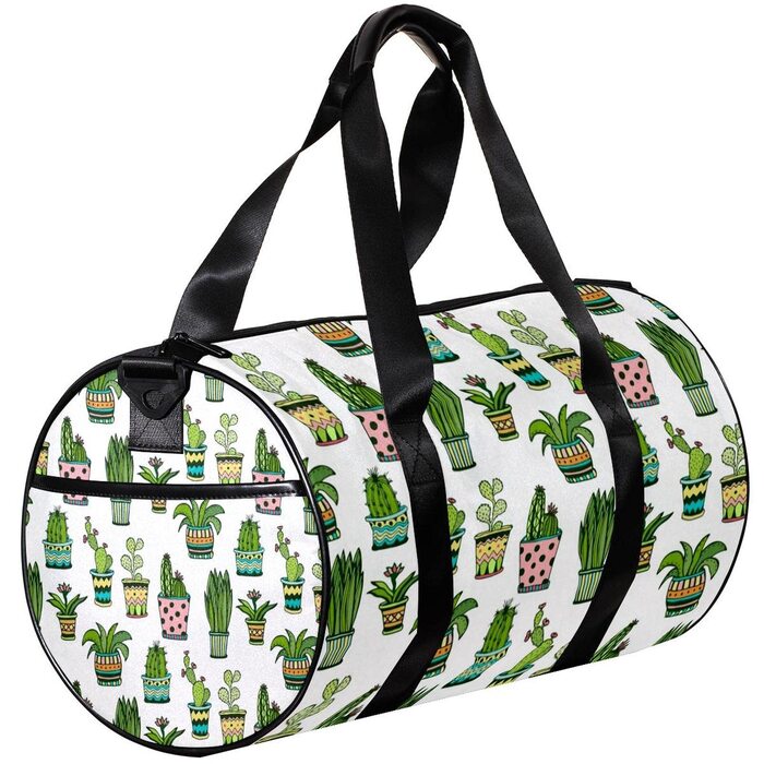 Спортивна сумка, маленька дорожня сумка, сумка для шопінгу та йоги з барвистим малюнком у стилі дудл (квіти, кактуси), сумка для фітнесу на відкритому повітрі, ручна поклажа