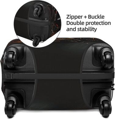 Чохол для валізи з принтом Барабанний ритм, еластичний, з прихованою блискавкою універсальний захист для подорожей та ділових поїздок, чорний, розмір S (для валіз 18-21 дюймів)