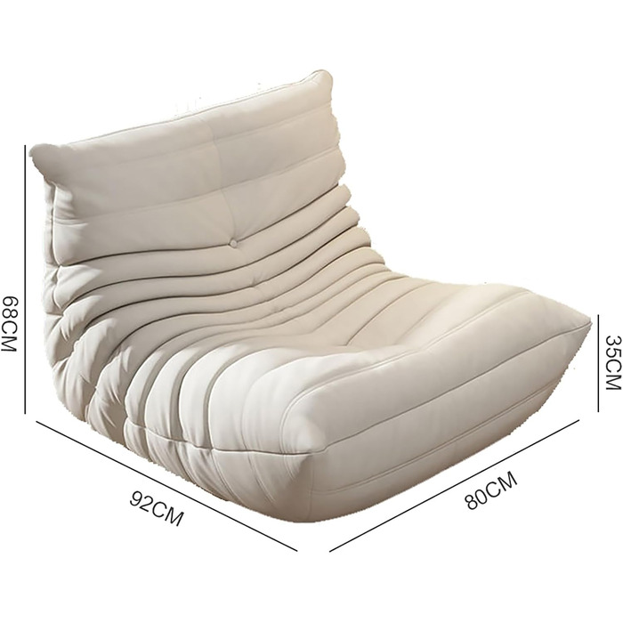 Крісло-камін Togo, кутовий диван-мішок, зручний диван-лінька, крісло-гойдалка з пінопласту з ергономічним дизайном, для вітальні, спальні, гуртожитку, салону, офісу, білого кольору