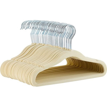 Дитячі оксамитові вішалки для одягу Storeo Basics, нековзні вішалки для немовлят та малюків, 29 см, 50 шт., бежевого кольору