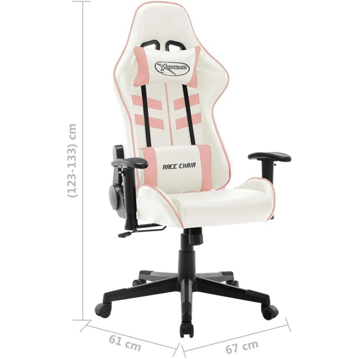 Геймерське крісло, біла та рожева штучна шкіра