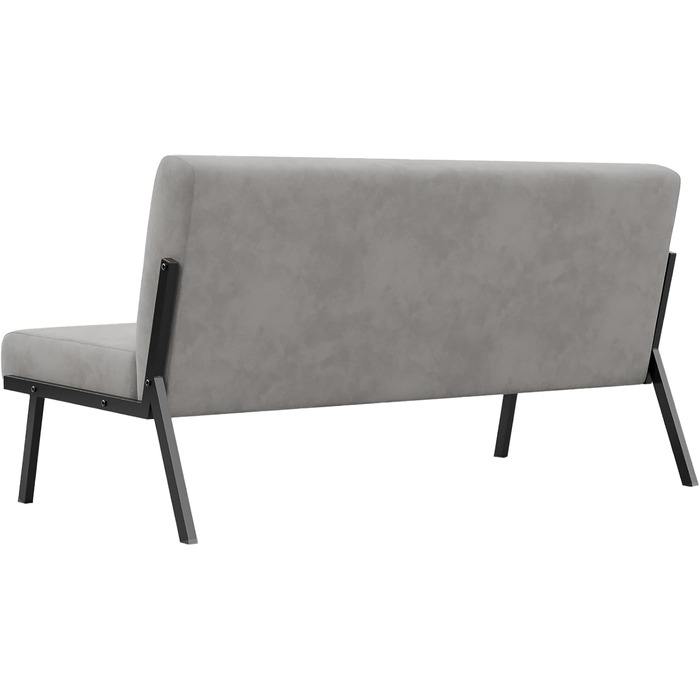 Двомісний диван Dripex, сучасний тканинний диван з металевим каркасом, диван-ліжко зі спинкою, двоспальний диван для вітальні/спальні, вантажопідйомність 150 кг, 112 x 75 x 68 см, сірий