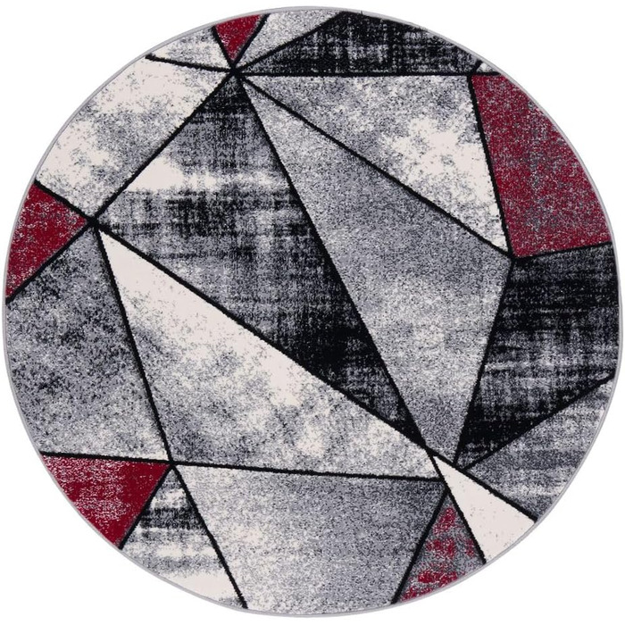 Дизайнерський килим Pergamon Сучасна вітальня Спальня Їдальня Короткий ворс Блискучий Сірий Червоний Магія Круглий 120 см Круглий