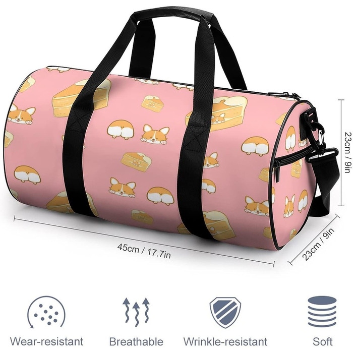 Мила дорожня сумка з собачкою та тістечком, спортивна сумка для чоловіків та жінок