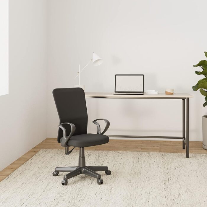 Офісний стілець TRESKO, стілець для роботи, обертовий стілець, з підлокітниками та плавнохідними пластиковими колесами, безступінчасте регулювання висоти, м&39яке сидіння, ергономічна посадка, підйомник, протестовано SGS, з підлокітниками, чорний