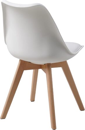 Обідні стільці ALBATROS, комплект з 4 шт. , AARHUS, білий - ніжки з масиву бука, скандинавський ретро-дизайн, зручне крісло-ракушка - елегантний кухонний стілець, обідній стілець для обіднього столу, білий бук комплект з 4 шт.