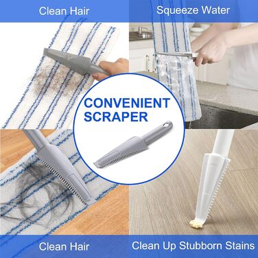 Швабра для миття підлоги, швабра з мікрофібри з телескопічною ручкою 128 см, швабра для підлоги з 4 швабрами для твердої деревини,