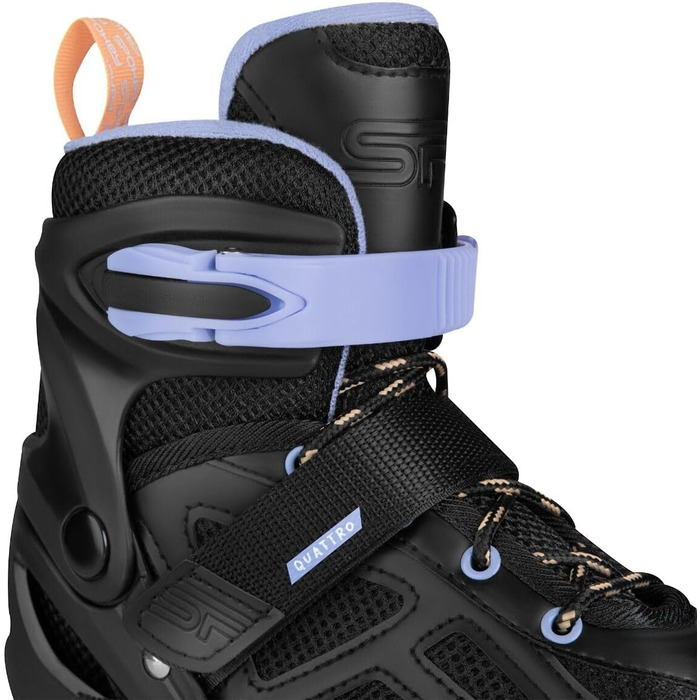 Набір SPOKEY Quattro 4-в-1 Роликові ковзани/Роликові ковзани/Трискейти/Ковзани для льоду, РЕГУЛЬОВАНІ для дітей та підлітків Роликові ковзани, що трансформуються в роликові Розміри 30-33, 34-37, 38-41 Чорний/Фіолетовий 38-41