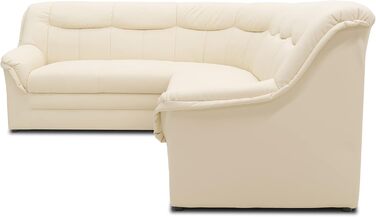 Кутовий диван DOMO. колекція Berlin, позачасовий шкіряний кутовий диван з високоякісною пружинною оббивкою, L-подібний диван зі штучної шкіри, 3-місний з правого боку, диван 205 x 250 x 89 см, бежевий (кремовий) Бежевий 3-місний з правого боку