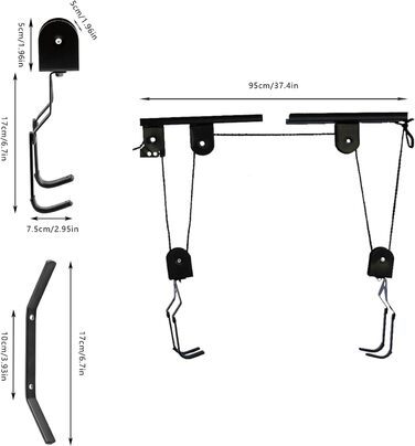 Велосипедний підйомник зі стельовим кронштейном Велосипедний підйомник Електровелосипед Стельовий підйомний велосипед, може використовуватися для підвішування гаража та будинку, включаючи сезонні садові інструменти, святкові прикраси