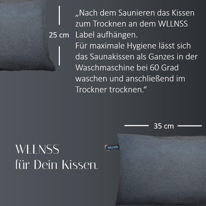 Подушка для сауни 25 x 35 см, яку можна прати, термостійка, виготовлена в ЄС, подушка для голови як опора для шиї - швидковисихаюча подушка, найкраща гігієна сауни - аксесуар для підголівника в сауні