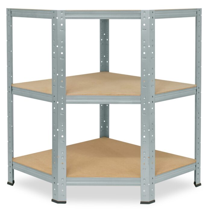 Кутова полиця 90x60x30 см Міцна оцинкована металева полиця, що стоїть на 3 полиці, вантажопідйомність 175 кг кожна / Кутова полиця Міцна кутова полиця / Вставна полиця