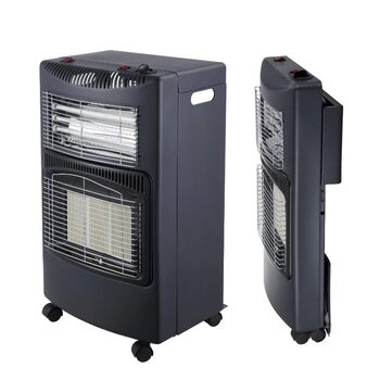 Гібридний газово-електричний обігрівач потужністю 4200 Вт, включаючи комплект регулятора тиску газу використання всередині та зовні приміщень (газовий обігрівач тільки на вулиці) променевий обігрівач для балонів з бутаном та пропаном до 11 кг електричне п