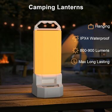 Сонячний кемпінговий ліхтар SoulBay, акумуляторний USB-C, водонепроникний, з регульованою яскравістю, підвісний світлодіодний кемпінговий ліхтар для намету, столу, кемпінгу, походів, складний та портативний, 4 режими світла, 36 годин