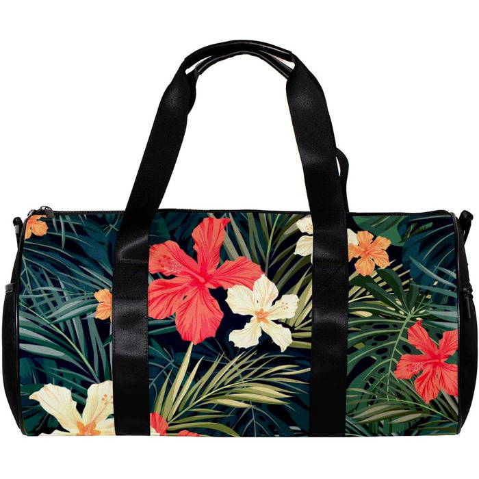 Спортивна сумка, маленька дорожня сумка, сумка для йоги, з тропічними рослинами та квітами, сумка для фітнесу на відкритому повітрі, ручна поклажа