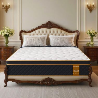 Матрац 140x200 см піна з ефектом пам&39яті та окремі пружини кишенькового типу, висота 25 см, рівень жорсткості H3, ергономічний 7-зонний пружинний матрац, оптимальний комфорт та підтримка спини, Oeko-Tex та CertiPUR 140200 см