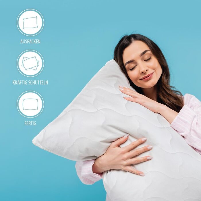 Подушка BLUE MOON 70x90 - Гіпоалергенна подушка для ліжка - Високоякісна мікрофібра - Подушка для сну - Гіпоалергенна - Подушку, яку можна прати - Зроблено в ЄС - (2 шт. в упаковці 70 x 90 см) 2 шт. ()