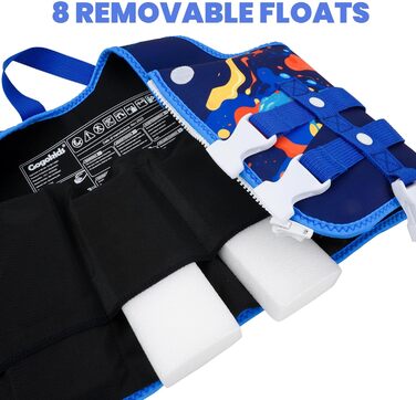 Плавальний жилет Gogokids для малюків 1-5 років 15-30 кг, дитячий плавальний жилет з подвійними регульованими ремінцями, плавальний жилет для немовлят, дівчаток та хлопчиків, регульований для басейну та пляжу, розмір L (4-5 років), темно-синій
