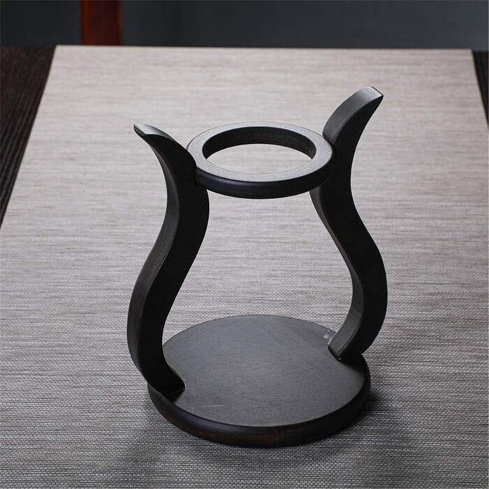 Набір для чаювання RORA скляний чайник з автоматичним обертанням, дерев'яний корпус та 6 чашок (чайник без чашок у комплекті)