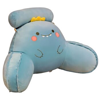 Подушка для спини з потиличним валиком, подушка для читання для ліжка та дивана, піна з ефектом пам&39яті, мультяшна подушка для спинки ліжка, ідеальна підтримка спини для читання, роботи та ігор (небесно-блакитні динозаври, XL) Дуже великий Небесно-блаки