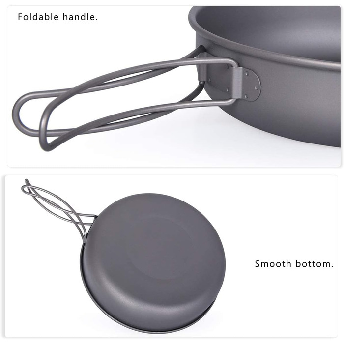 Безмежна подорож Титанова сковорода зі складною ручкою Ультралегка кемпінгова сковорода для пікніка Посуд Титанова сковорода Ti151