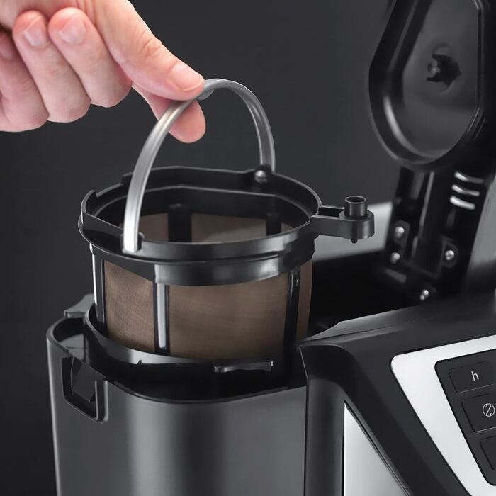 Кавоварка Russell Hobbs з кавомолкою цифровий таймер, душова лійка для оптимальної екстракції та аромату Victory (макс. 12 чашок, скляний глечик 1,5 л, регулювання помелу) Кавоварка з фільтром 22000-56/RH