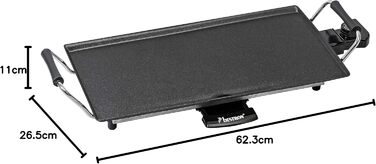 Електричний настільний гриль Bestron, пластина для гриля планча/теппаньякі з антипригарним покриттям, задоволення від гриля до 4 осіб, 2 000 Вт, колір Чорний, 47,5 х 25,5 см