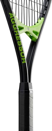 Тенісна ракетка Wilson Aggressor TNS RKT – чорно-зелена, 312 г, 4 3/8" (3), для потужної агресивної гри