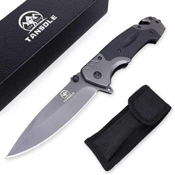 Кишеньковий ніж TANSOLE одноручний ніж з нержавіючої сталі 7Cr17Mov та рукояткою G10 для виживання на природі, кемпінгу та полюван