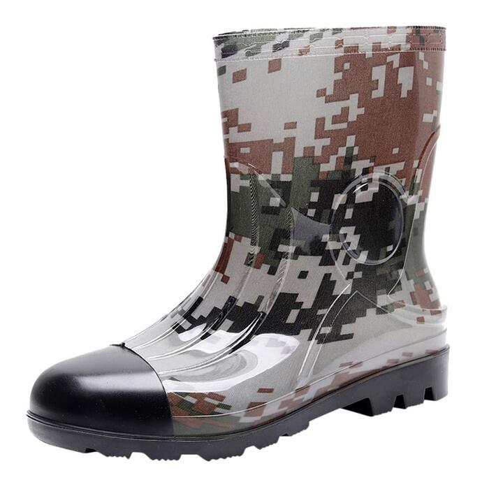 Водонепроникні гумові чоботи для чоловіків, камуфляжні чоботи, середньої висоти, туристичні чоботи, нековзні, туристичні чоботи, міцні, класичні, стильні, захисні гумові черевики для роботи на свіжому повітрі та в садівництві