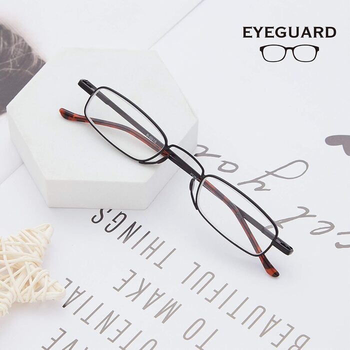 Окуляри для читання EYEGUARD Slim, компактні міні-окуляри для читання, суперлегкі металеві, кишенькові окуляри для читання з портативними чохлами для чоловіків і жінок, 2 пари багатокольорові 1,5 x