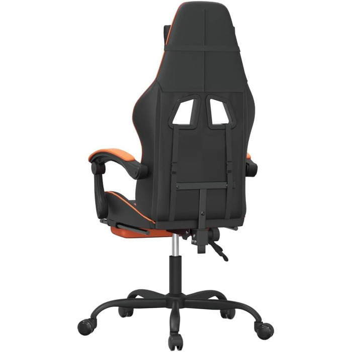 Геймерське крісло з підставкою для ніг, чорно-помаранчева штучна шкіра, регульована спинка та висота, функція повороту на 360 градусів, міцний та брудовідштовхувальний матеріал, ергономічний дизайн, 36,5 x 42 см (Ш x Г), помаранчевий колір