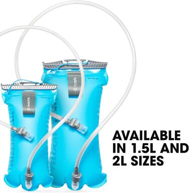 Гідратор HydraPak Velocity (1.5 л) Плоский резервуар для води Самогерметичний клапан для пиття, герметичний, повністю розбірний та придатний для миття в посудомийній машині, блакитний Malibu, 1.5 л